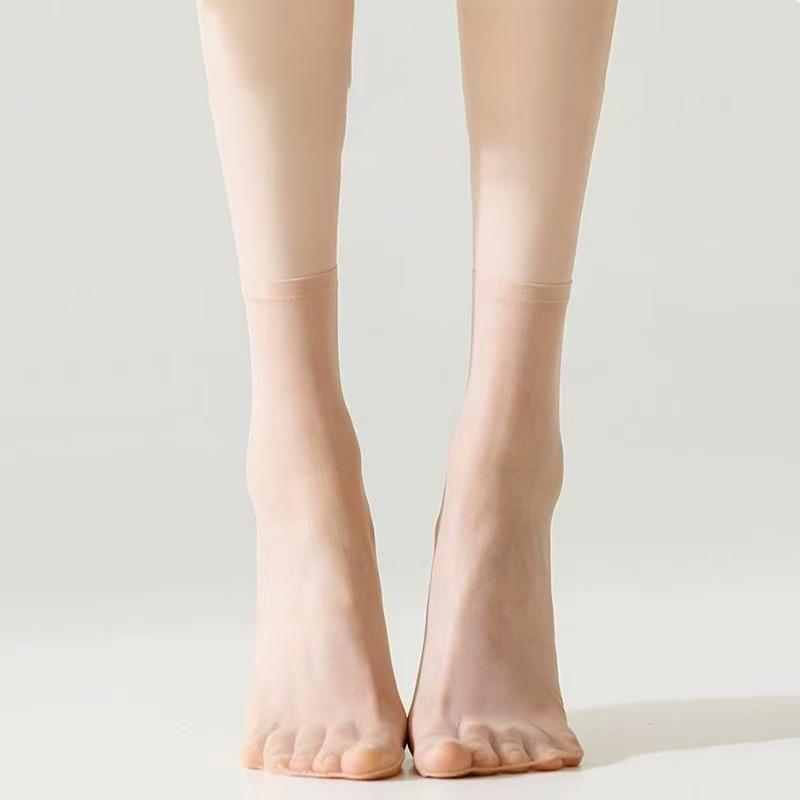 10 Pairs Women Transparent Summer Thin Anti-Slip Socks Set Cool Breathable Ladies Silk Socks