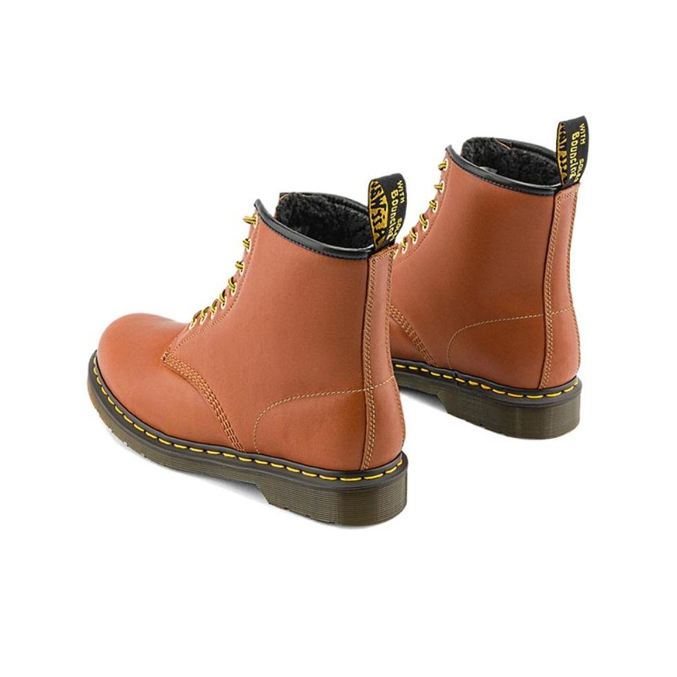 Dr. Martens 1460 Leather Round Toe Simple Lace-Up Originals Short Boots Unisex Boots Yellow-Brown 32130220