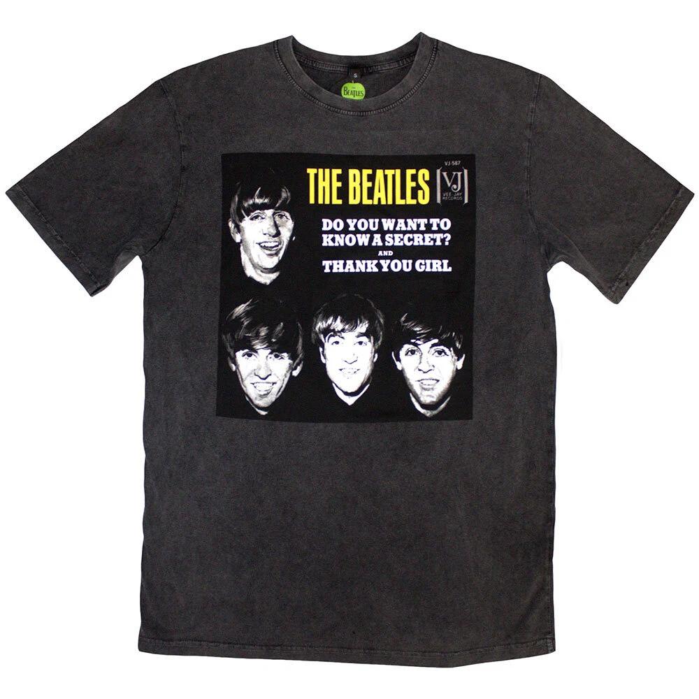 The Beatles Unisex Stone Wash T-Shirt: VJ Secret Sleeve (Large) XL