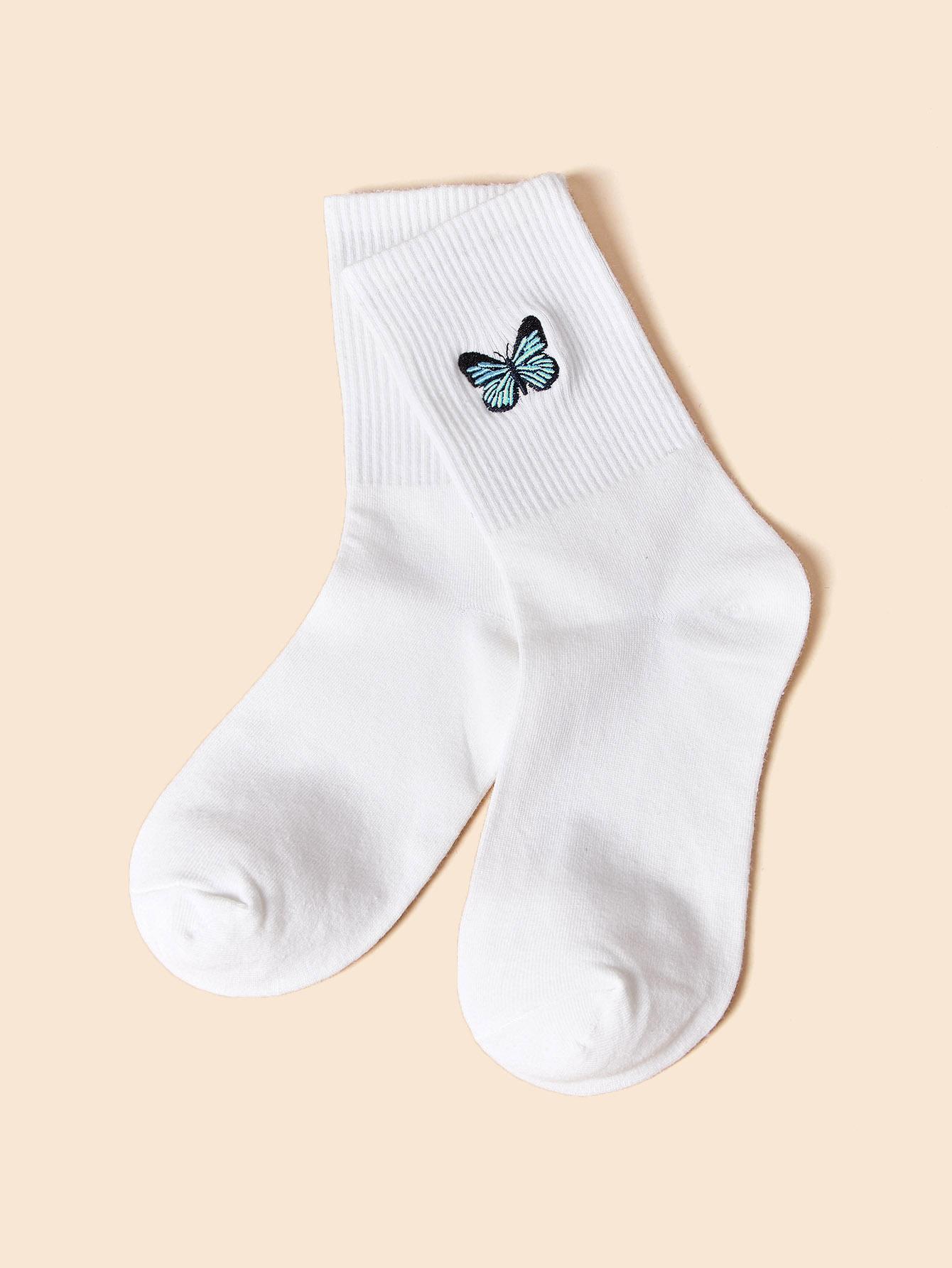 

Женские хлопковые дышащие носки с вышивкой, хлопковые носки с животными, унисекс, счастливые повседневные белые теплые носки One Size