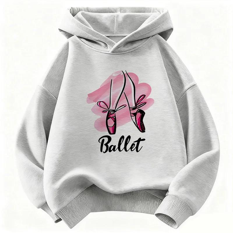 Fashion Ballet Dance Shoes Girls Hoodies Children's Sweatshirt Hoody Girls Autumn Spring Casual Hoodies