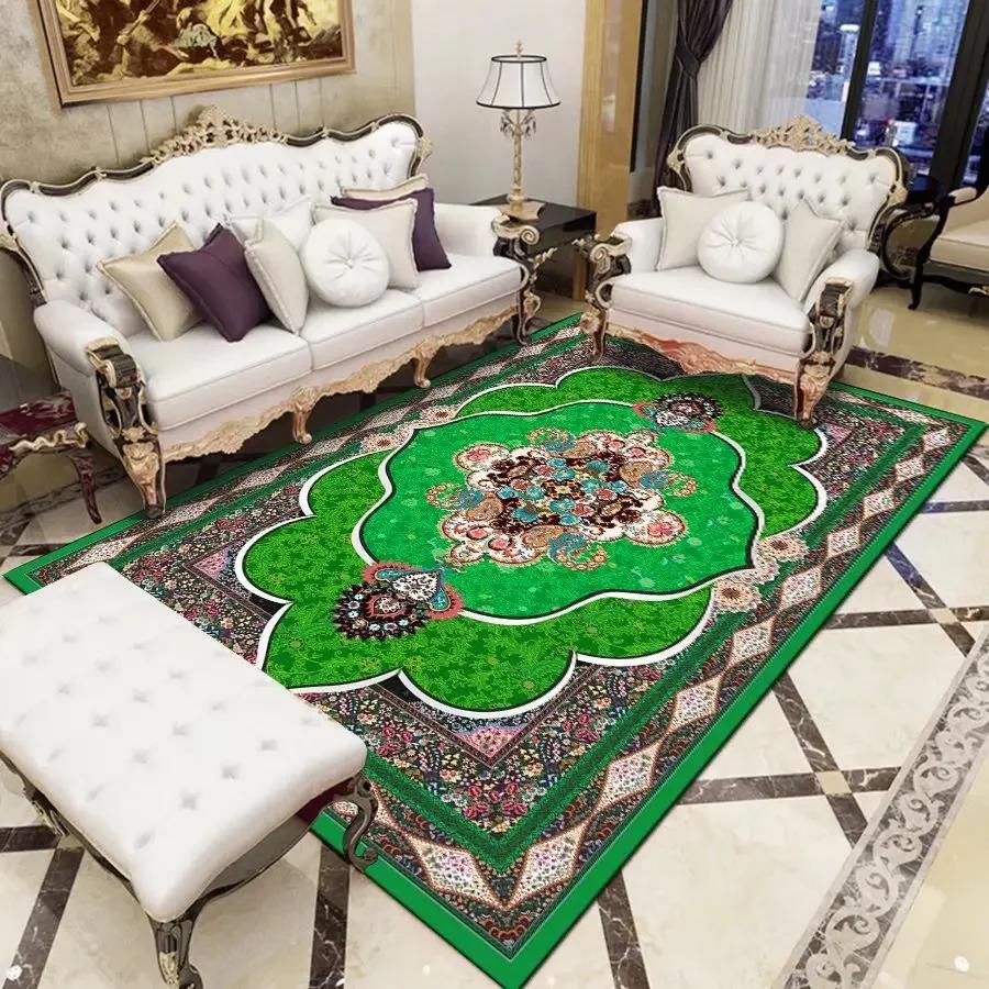 Luxury Persian Retro Carpets for Living Room Green Decoration Large Area Rugs for Bedroom Big Size Soft Customizable Floor Mats