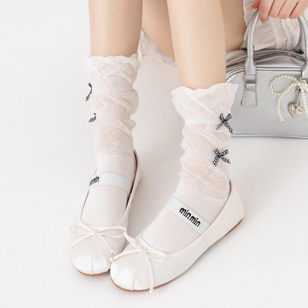 

Y2K Сітчасті гетри з мереживом, шкарпетки з ворсом, новий трикотаж, дівчина білий