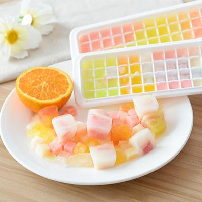 Bandeja de cubitos de hielo de plástico, Recipiente para comida casera para bebés, Herramienta para hacer bolas de hielo, Caja congeladora doméstica con tapa, Molde de bloque de hielo para refrigerador