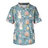 Men's Short Sleeve V-Neck Easter Egg Print Chest Pocket Care Top