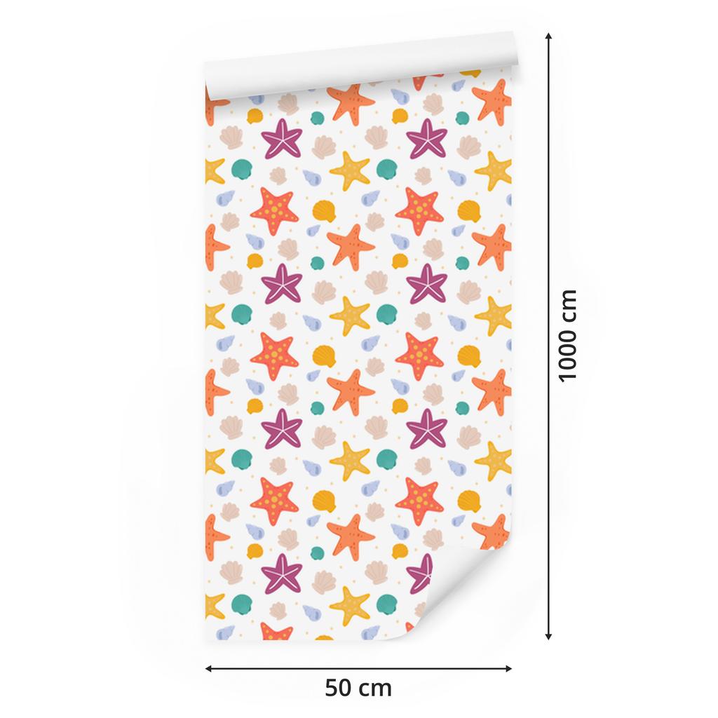 Starfish Wallpaper White and Cream for Living Room and Bedroom 50x1000