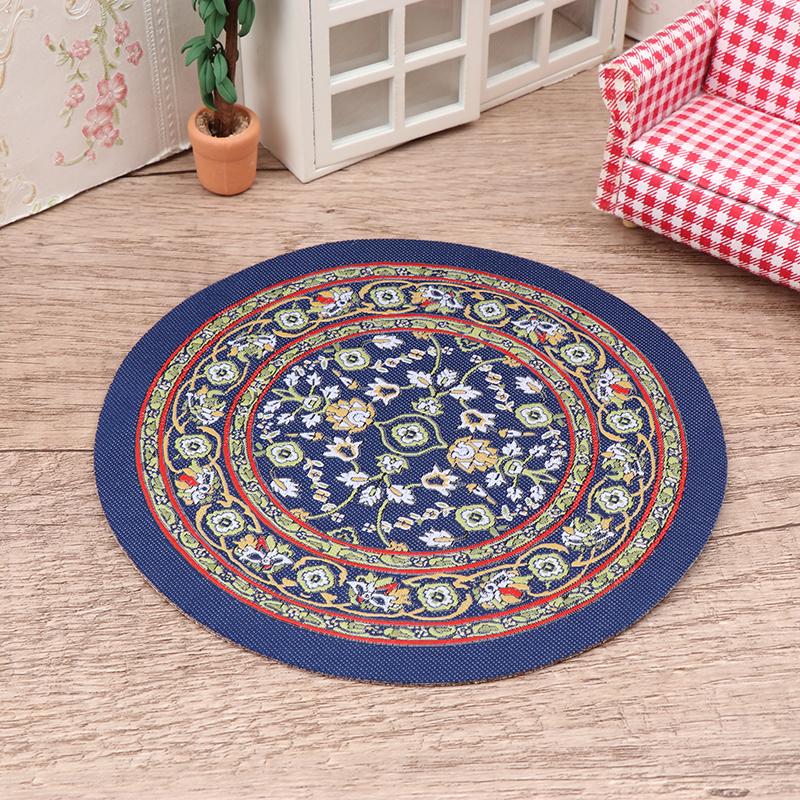 1:12 Puppenhaus Miniatur runder Bodenteppich, ovaler Teppich, Bodenmatte, Modell, Schlafzimmer, Wohnzimmer, Dekor, Spielzeug, Puppenhauszubehör