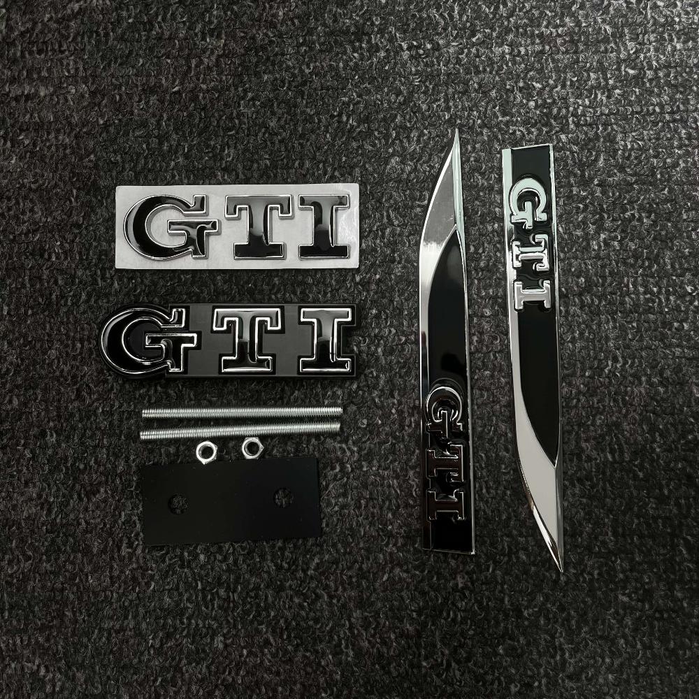 OMV4   For VOLKSWAGEN VW GTI 3Pcs 3D Metal Car Trunk Logo Sticker Grill Emblems Badge Decals For VW Golf 2 3 4 5 6 8 MK2 MK3 MK4 MK5 MK