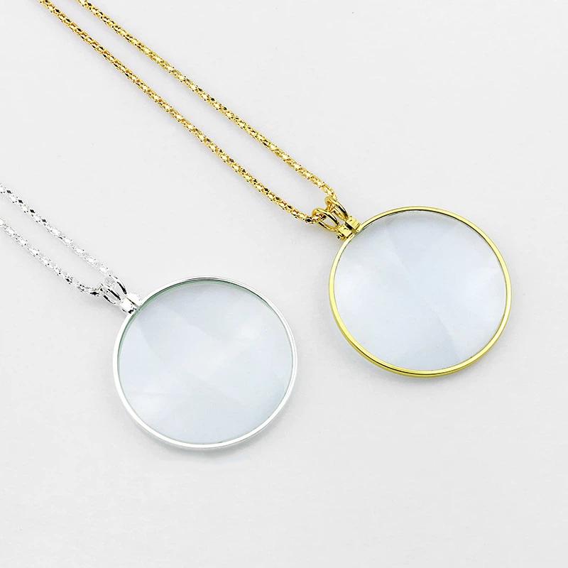 5-fach Vergrößerungsglas Lesebrille mit Kette Tragbarer Optischer Schmuck Lupe Anhänger Halsbrille Monokel Geschenk