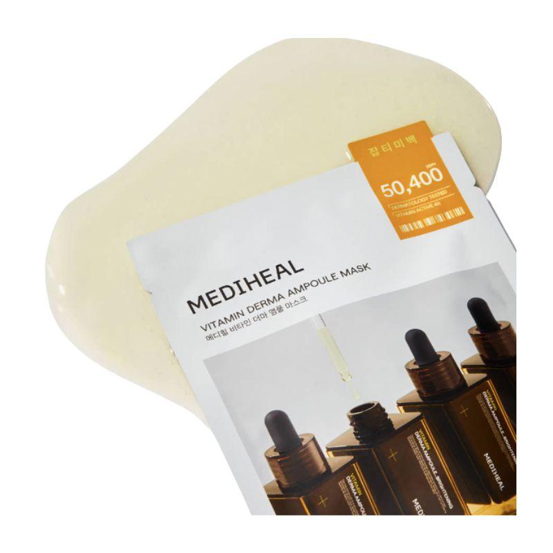MEDIHEAL Vita Derma Ampoule Mask Niacinamide Brightening Hydrating Sheet Mask 24ml x 10 Sheets