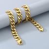 Kalen 15mm Shiny Stainless Steel Necklace For Men Women Hip Hop Colorful Charm Cuban Chain Jewelry Minimalist Golden Bracelet