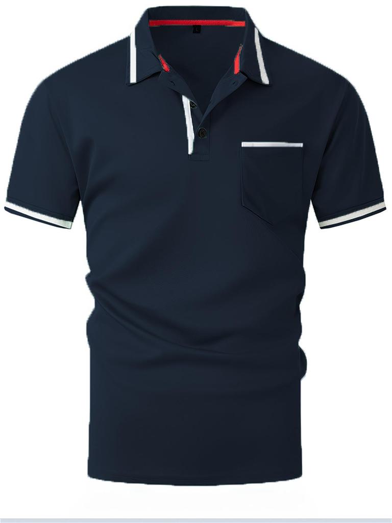 2025 Color Block Tasche Herren Sommer Casual Polo Sweatshirt