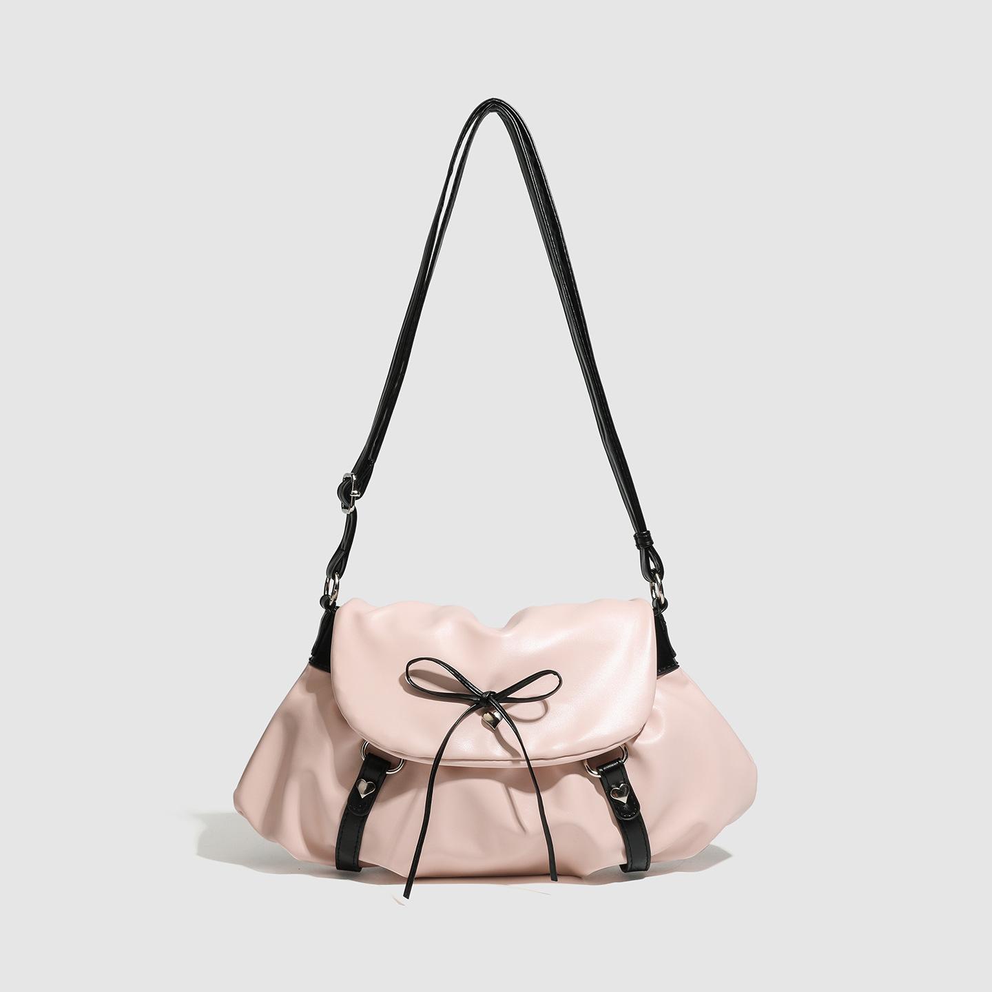 Niche Design Pink Cloud Bag Sweet Cool Cute Underarm Bag Fashionable Versatile Bow Shoulder Bag