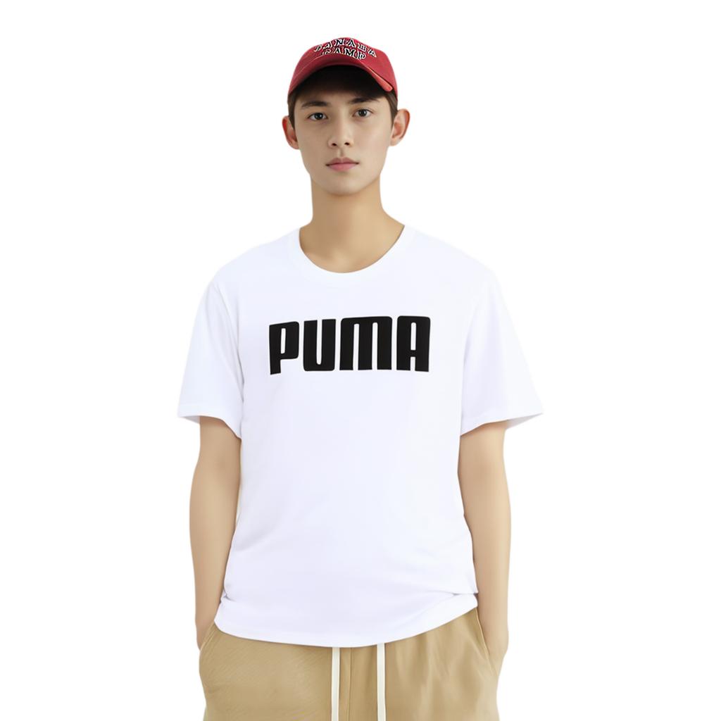 Puma Letter Round Neck Breathable Comfortable Casual Sports Short Sleeve T-Shirt Men T-Shirts White 671259-02
