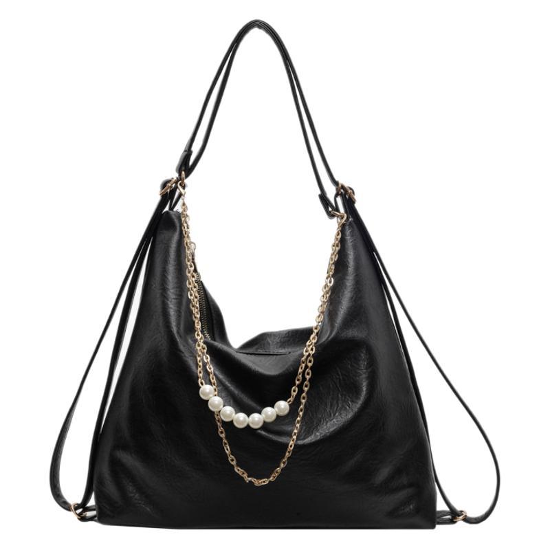 Premium sense large capacity tote bag women's 2025 new pearl chain shoulder bag commuter versatile backpack