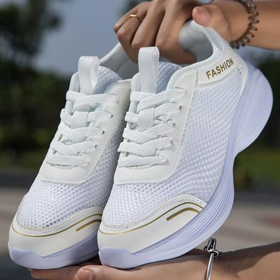 Women Casual Shoes Breathable Mesh Walking Shoes Comfortable Summer Running Shoes Fashionable And Simple White Shoes Sneakers