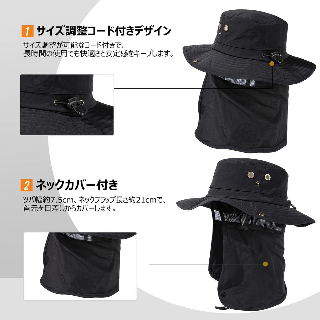 Comhats Safari Foldable Adventure Boonie Hat with Mesh Neck and Wide Brim for UV Perfect for Outdoor Activities Like and Hiking Sizes Men's Hat, Hood,