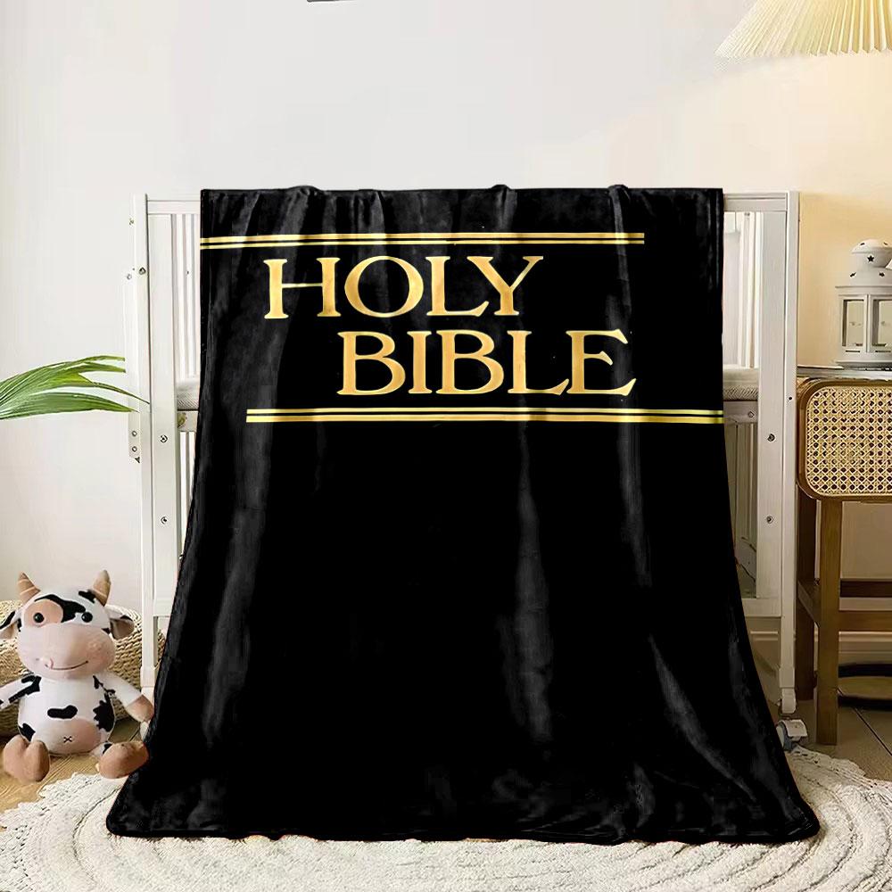 Holy Bible Text Blanket Printed Blanket for Living Room Bed Couch Lunch Break Soft Cozy Blanket for Friend's Festival Gift