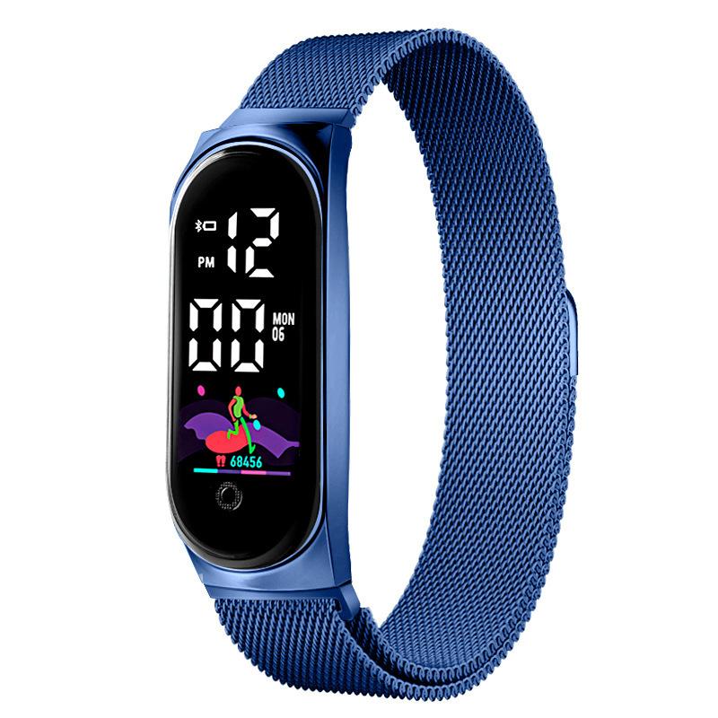 New LED Student Electronic Watch Innovative Colorful Waterproof Milan with Alloy Touch Screen LED Bracelet Watch