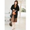 VICTORIA&VERA Women's Winter Leather Buckle Double-Faced Wool Coat