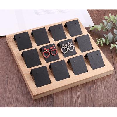 Porte-cartes pour boucles d'oreilles, 12 pièces, avec plateau pour affichage d'accessoires de bijoux, noir