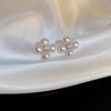Korean S925 Sterling Silver Flower Pearl Stud Earrings – Elegant, High-End Design