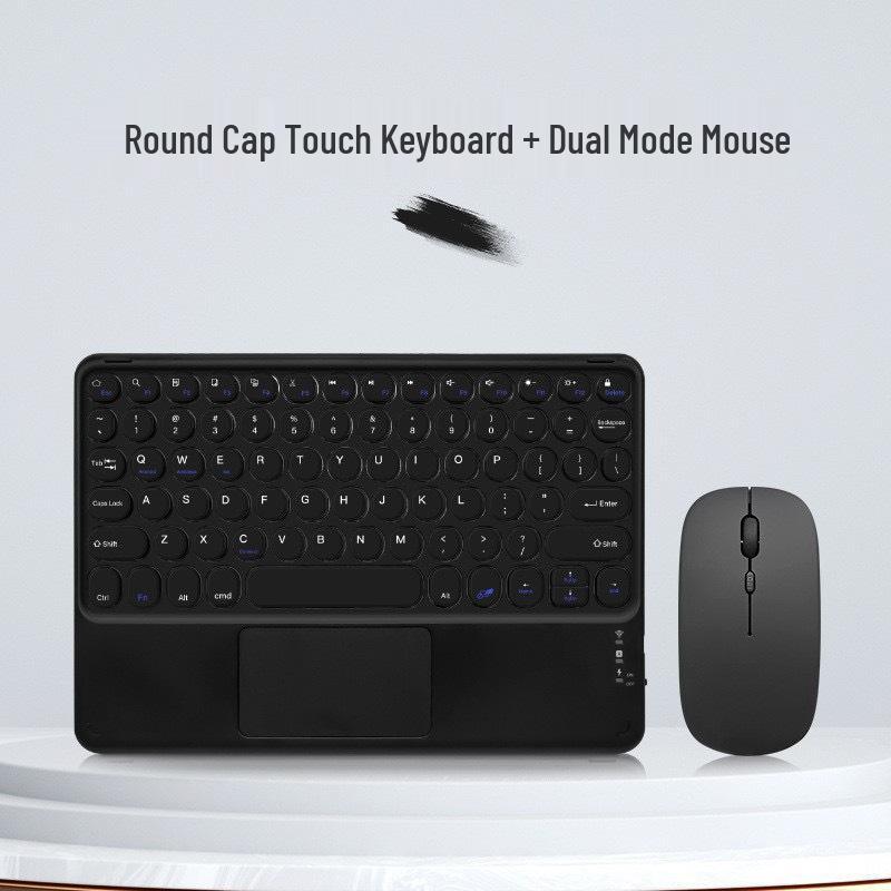 Compatible Bluetooth Keyboard with Magnetic Attachment for iPad, Huawei Phone, and Tablets - Round Key, Touch, and Wireless Charging Features