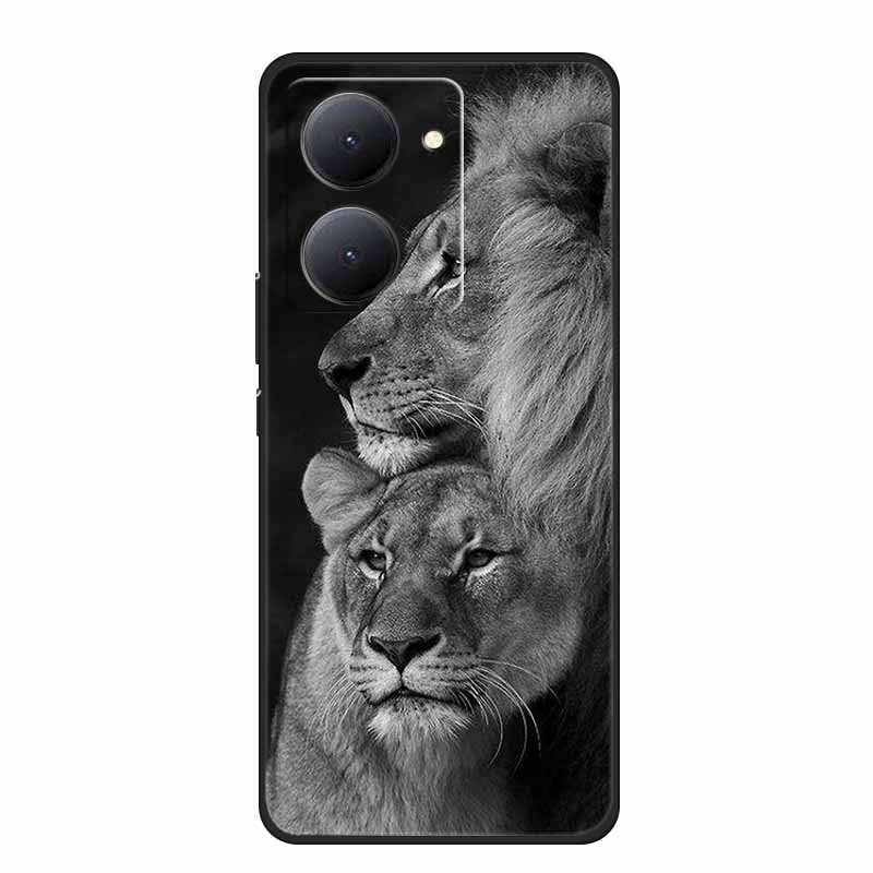 For VIVO Y36 Y78m Y27 5G Case Animals Soft Silicone Back Cover Phone Cases for VIVO Y27 5G VIVOY36 5G 6.64" Cool Wolf Cat Fundas