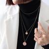 French Retro Style Portrait Beaded Necklace, 18K Gold-Plated Titanium Steel, P508