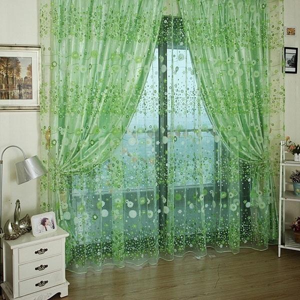 2 Stück/Paar Schickes Zimmer Blumenmuster Voile Fenstervorhang Transparenter Voile Panel Vorhänge Vorhang