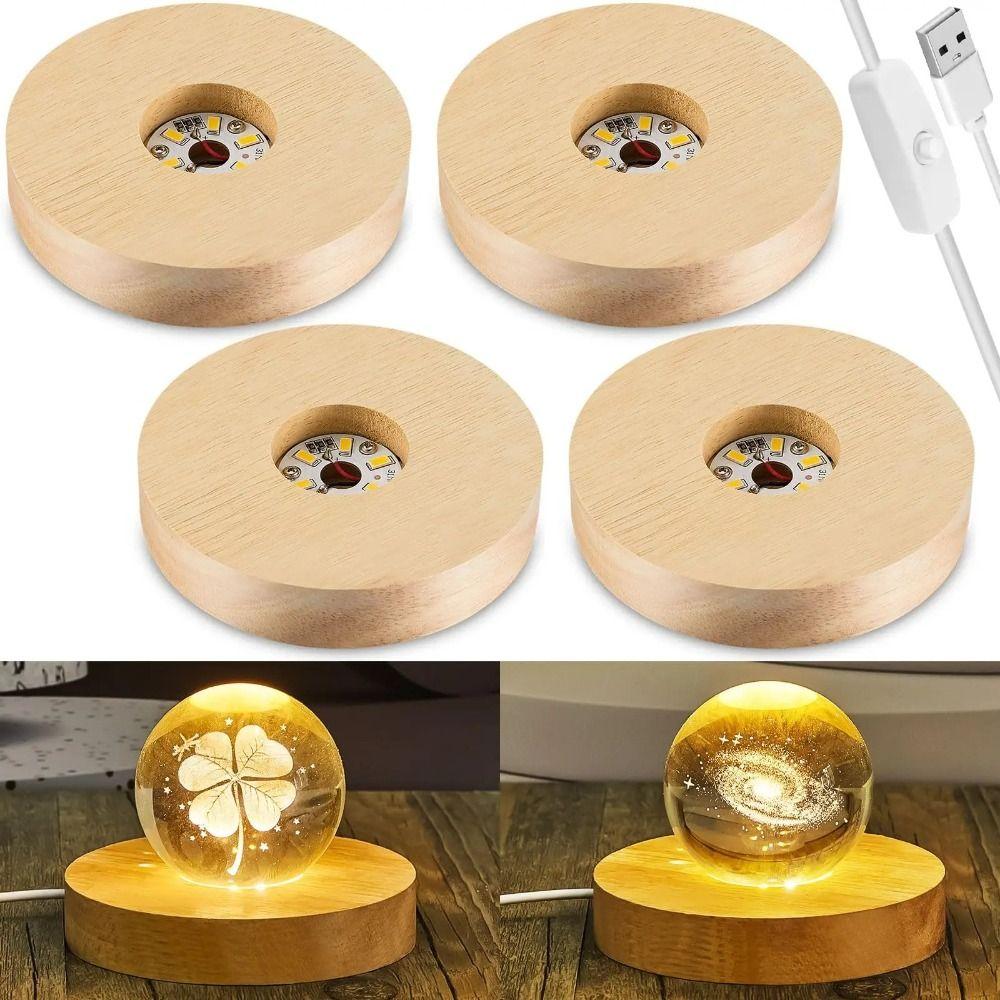 Wooden Wood Light Display LED Lighted Lighted Stand DIY LED Base Home Decor