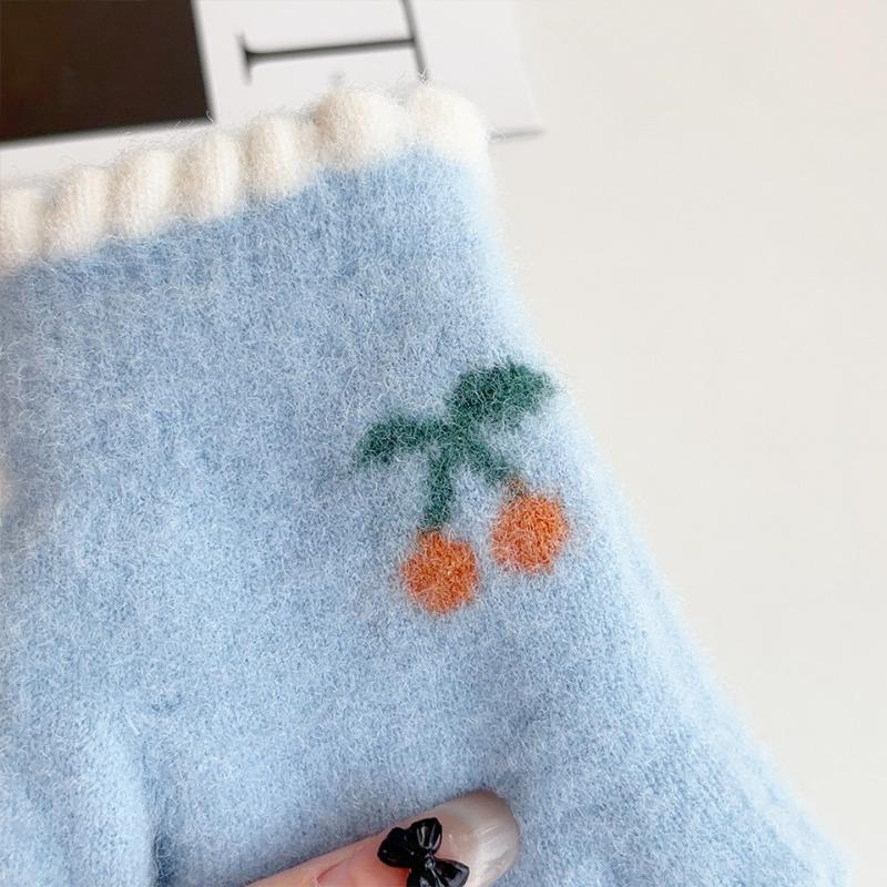 Süßkirsche Kinder Warme Handschuhe  Verdickt für Winter Kälteschutz  Anti-Erfrierungs Hände für Jungen und Mädchen  Fünf Finger zum Radfahren