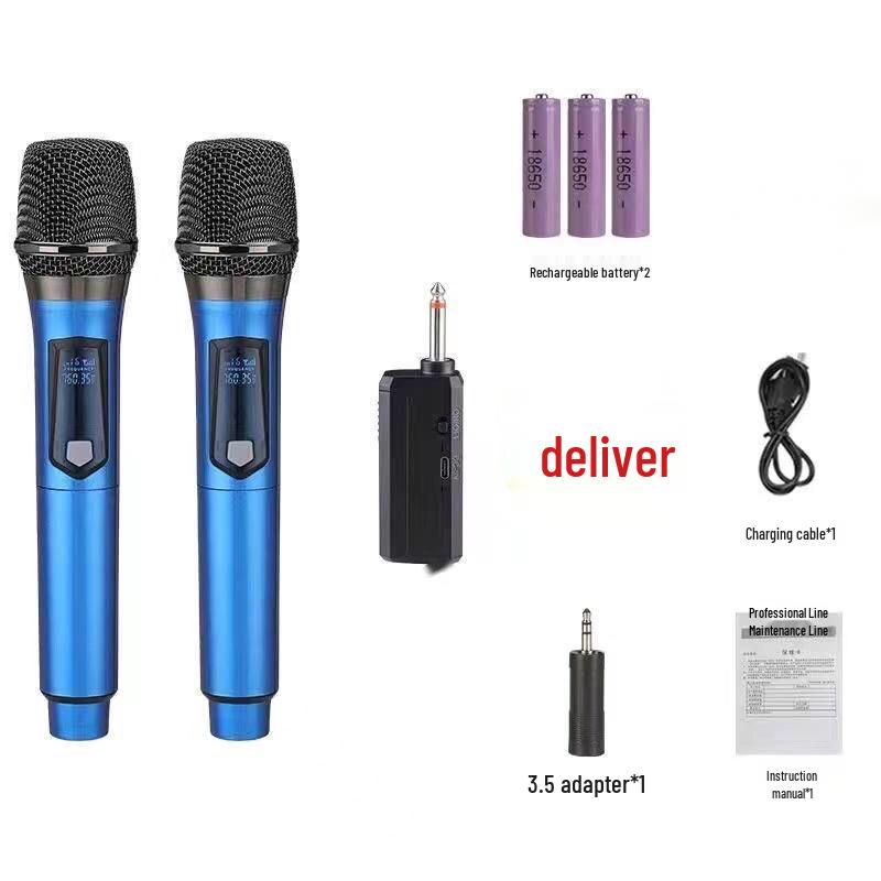 Universal Wireless Rechargeable Handheld Microphone with Speaker for Outdoor and Home Live Broadcast and Singing