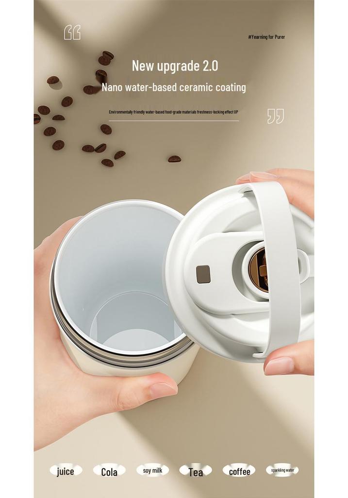 316 Ceramic Liner Thermos Cup for Female Students - Portable Travel Coffee Cup with Double Drink and Straw.