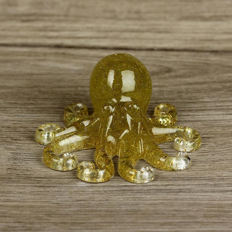 Miniature Octopus Statue Natural Crystal Agate Stone Crushed Stone Dropper Resin Squid Home Tabletop Landscape Ornaments Crafts