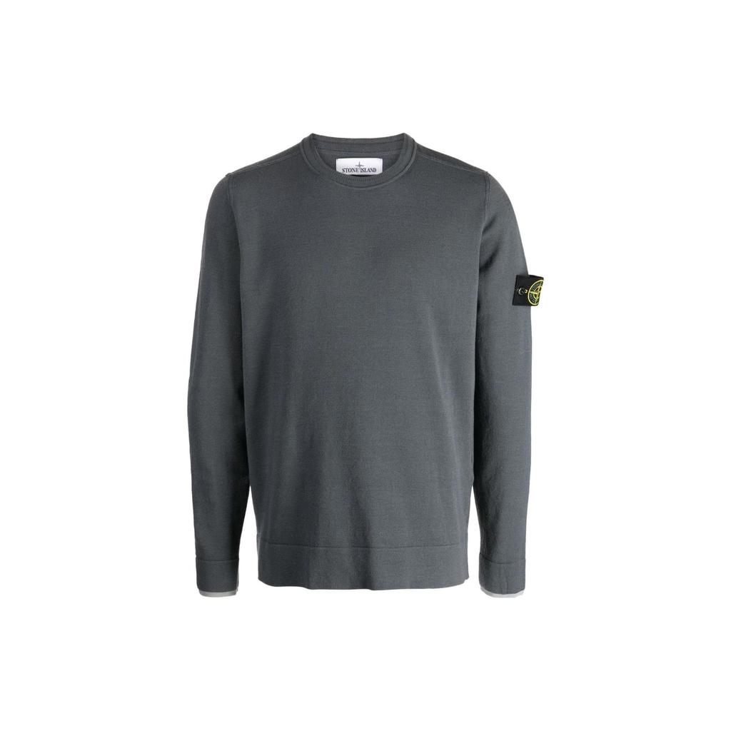 STONE ISLAND Logo Patch Sweater Lead Grey Men Tops 7915526A1-V0062