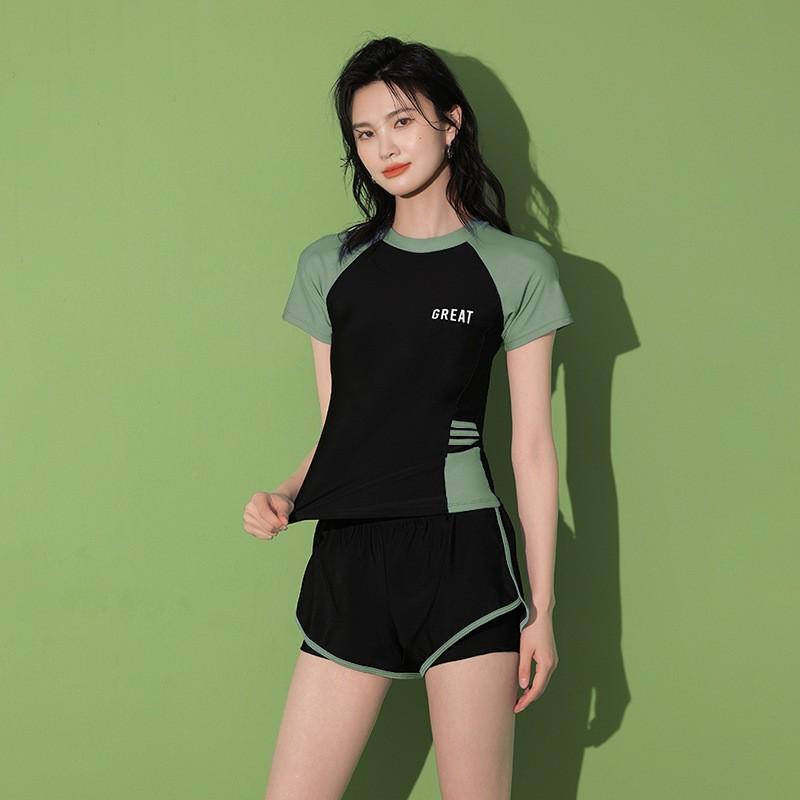 Swimwear Split Sport Style Fashion Student Conservative Covering Belly Show Thin Soaking Hot Spring Swimwear