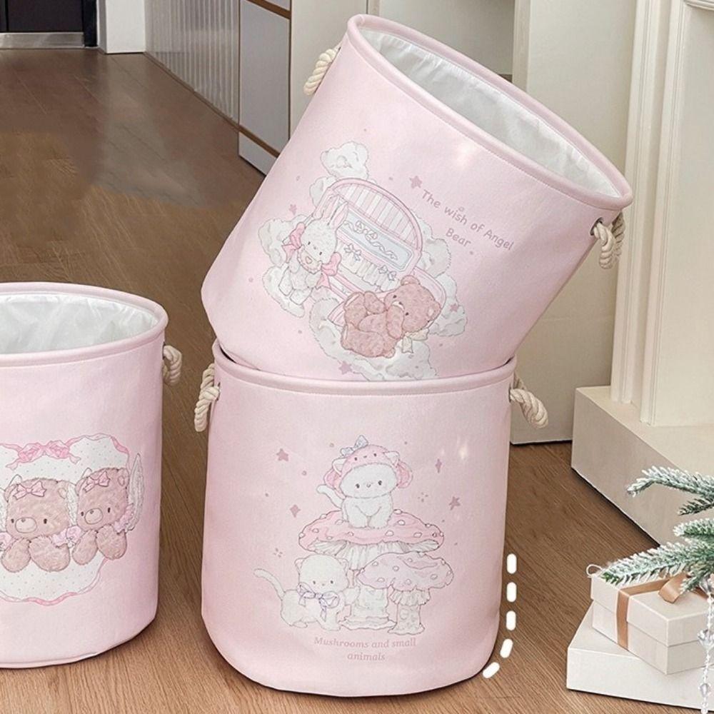 Round Shape Dirty Clothes Basket Cartoon Sundries Storage Basket Laundry Hamper for Home
