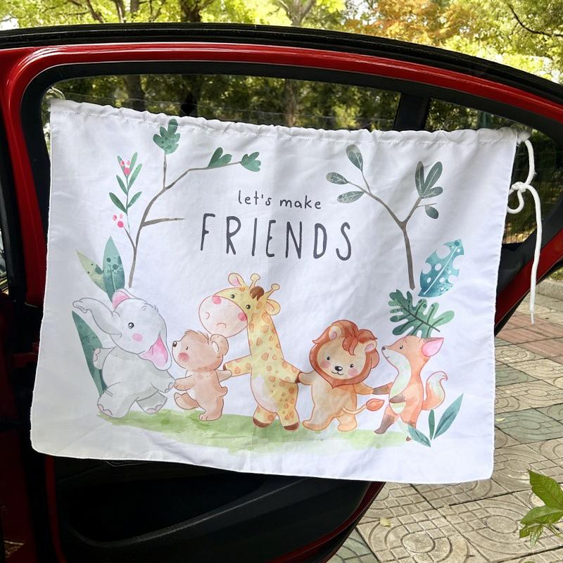 Car Window Sunshade Cover Suction Cup Curtain Cartoon Universal Side Window Sunshade Uv Protection For Kid Baby Children