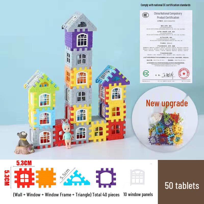 Large Interlocking Building Block Set for Kids Ages 3-6 - Educational Plastic House Assembly Toy