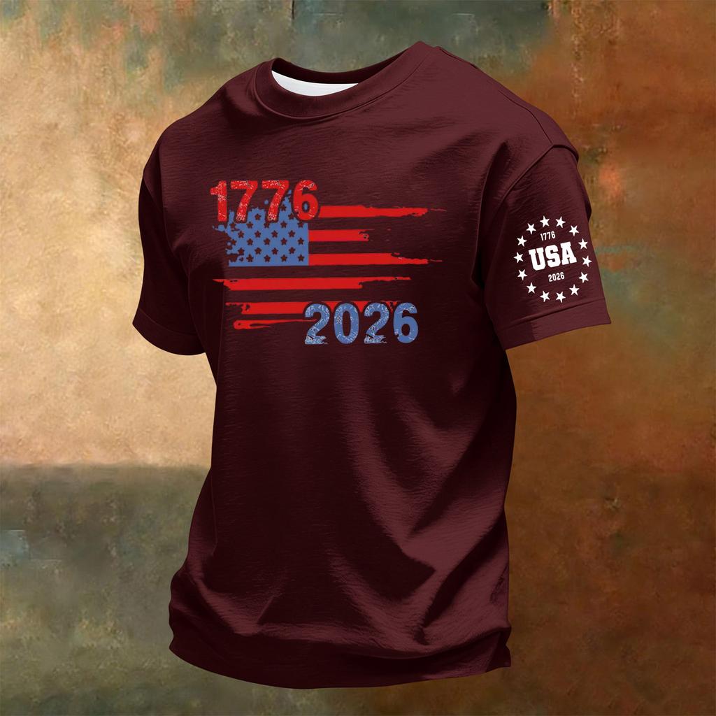 Men's Short Sleeve Crew Neck T-Shirt Casual Comfortable Fit Graphic Print 250th Anniversary Independence Day USA Design Summer Wear