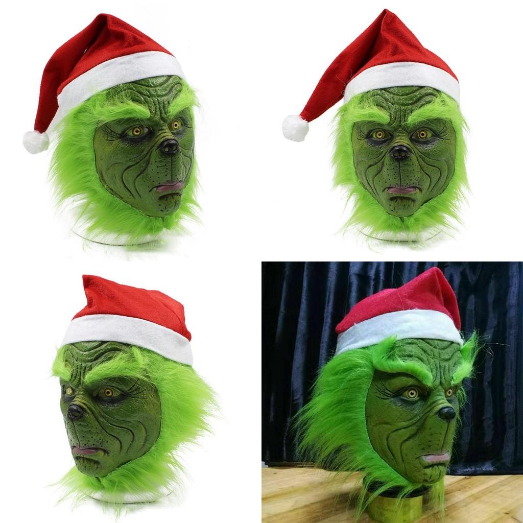 Rascal Green Monster The Grinch Mask With Christmas Hat For Adult Cosplay Fun