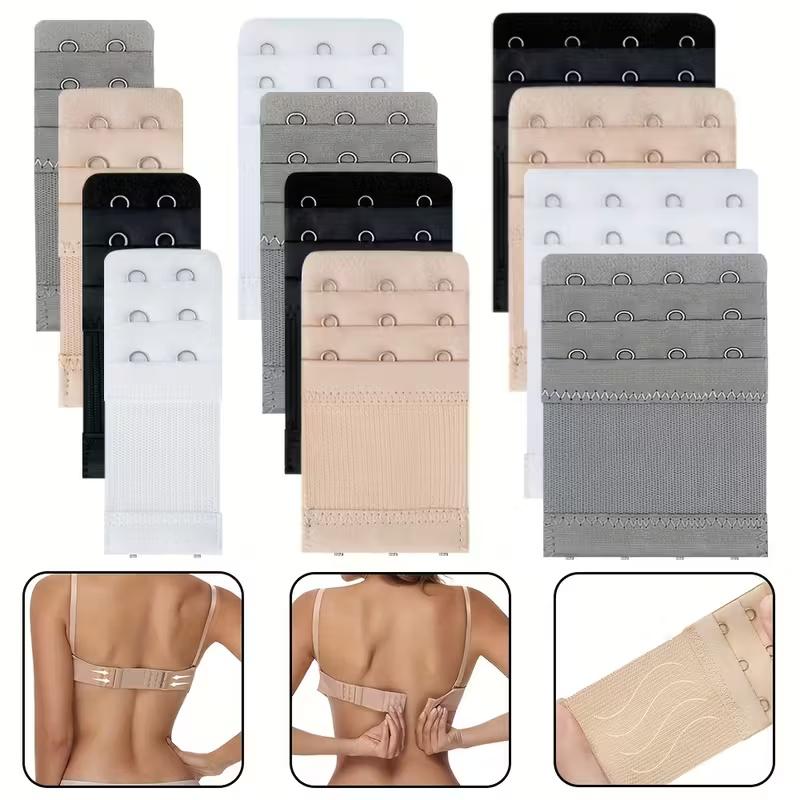 12 Elastic Bra Hooks, Lingerie Extension Hooks, 2/3/4 Hook Closures, Adjustable Back Bra Hooks, Lingerie Expansion Hooks