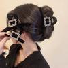 Black Flocking Rhinestone Hair Clip for Women Elegant High Ponytail Shark Clip Girls Hair Clamp