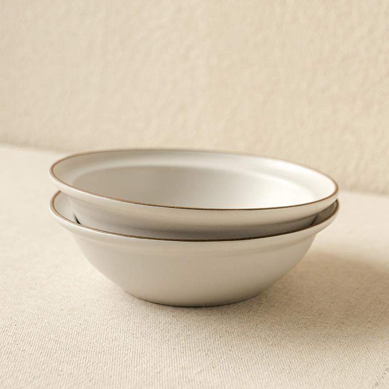 Retro Ceramic Open Rice Bowl Creative Stroking One Person Ramen Bowl Round Fruit Dessert Bowl Household Tableware