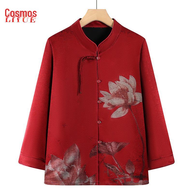 

Комплект осенней рубашки в китайском стиле для 70-летних женщин 4XL [130-145 lbs]