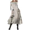 Robe décontractée à manches longues pour femmes, pull imprimé à col rond, coupe ajustée