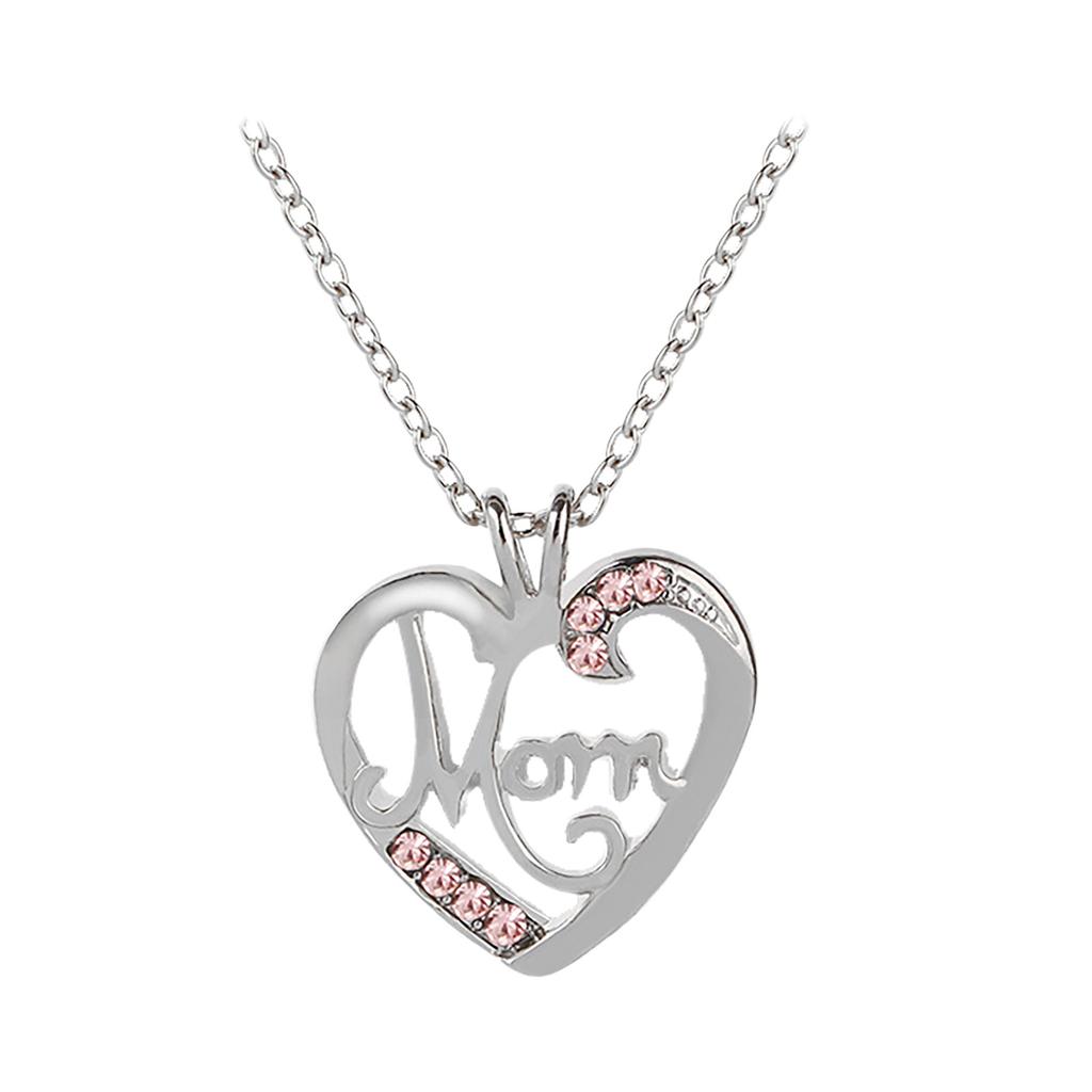 Heart Shaped Crystal Pendant Necklace Jewelry Mother's Day Gift For Mom