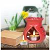 Ceramic Clay Candle Operated Aroma Burner|Oil Diffuser Coming with 1 Tea Candle (Red ; 9.5 Cm)