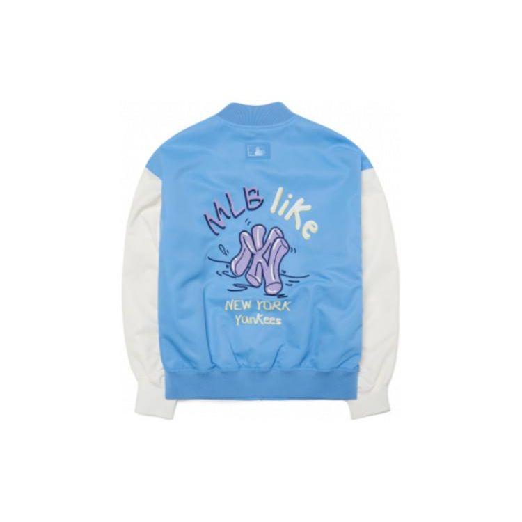 MLB-ähnliche Serie Lässige Vintage-Letterjacke mit floralem Logo-Aufdruck Unisex-Jacke Blau 3AJPL0121-50BLS